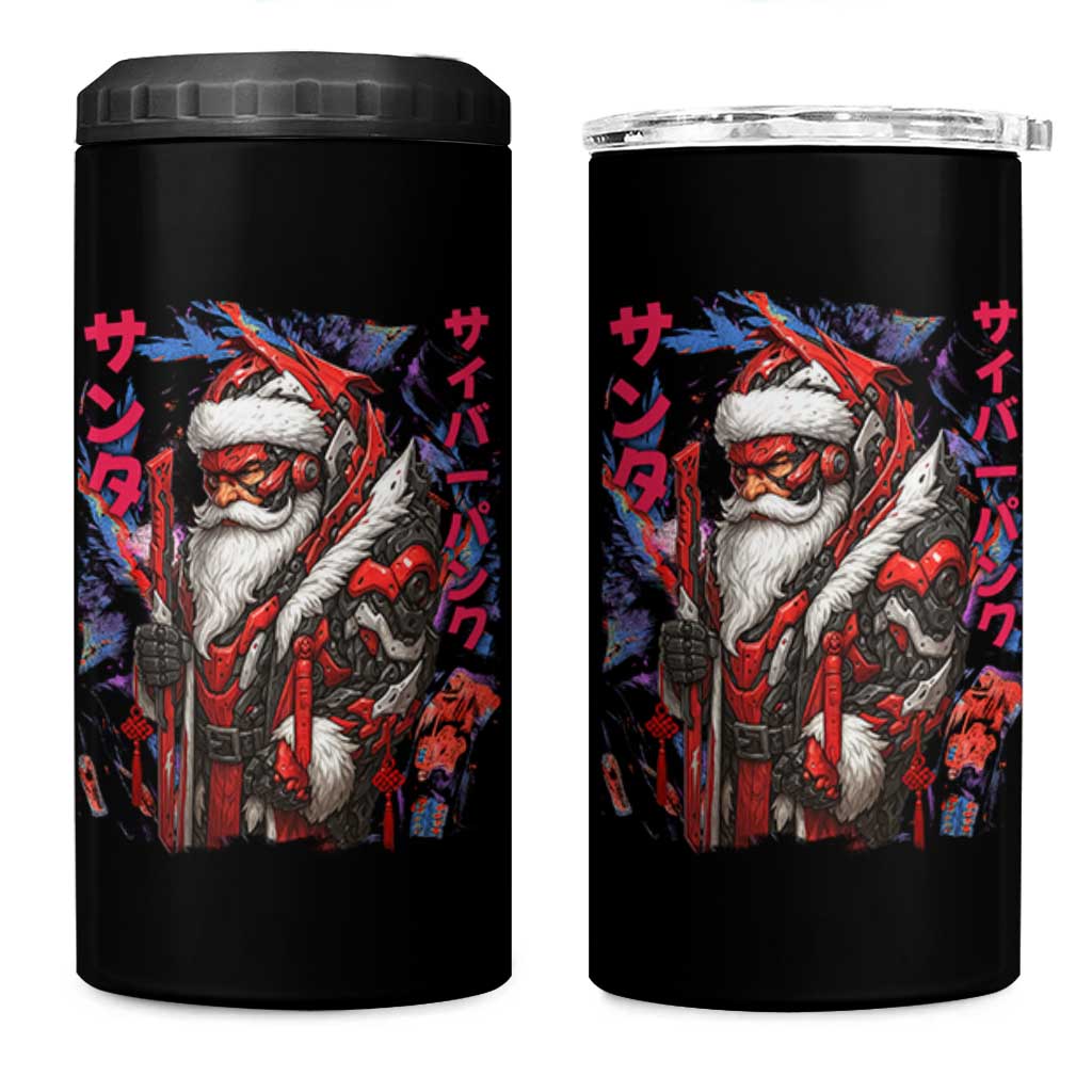 Christmas Cyberpunk Santa 4 in 1 Can Cooler Tumbler Japanese Xmas Techwear Manga Anime - Wonder Print Shop