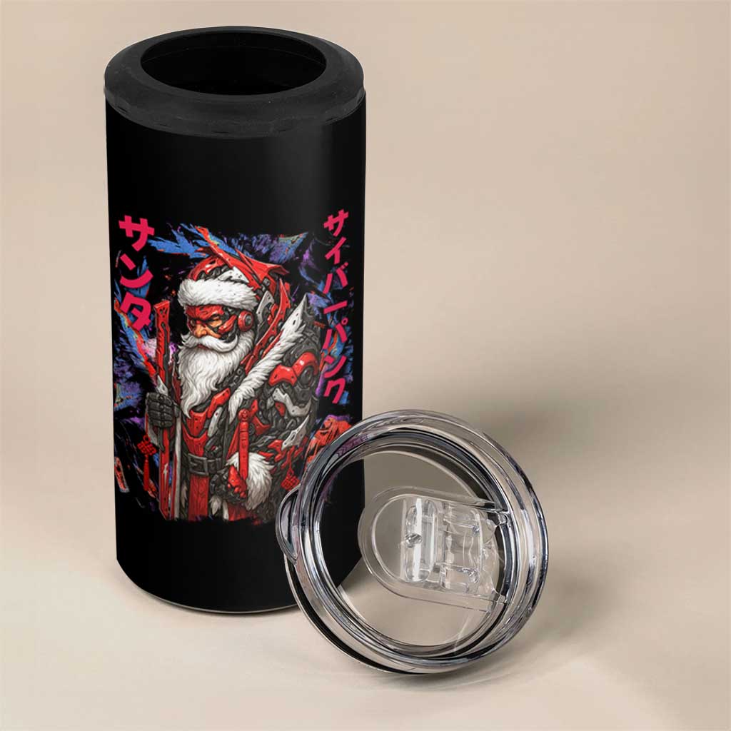 Christmas Cyberpunk Santa 4 in 1 Can Cooler Tumbler Japanese Xmas Techwear Manga Anime - Wonder Print Shop