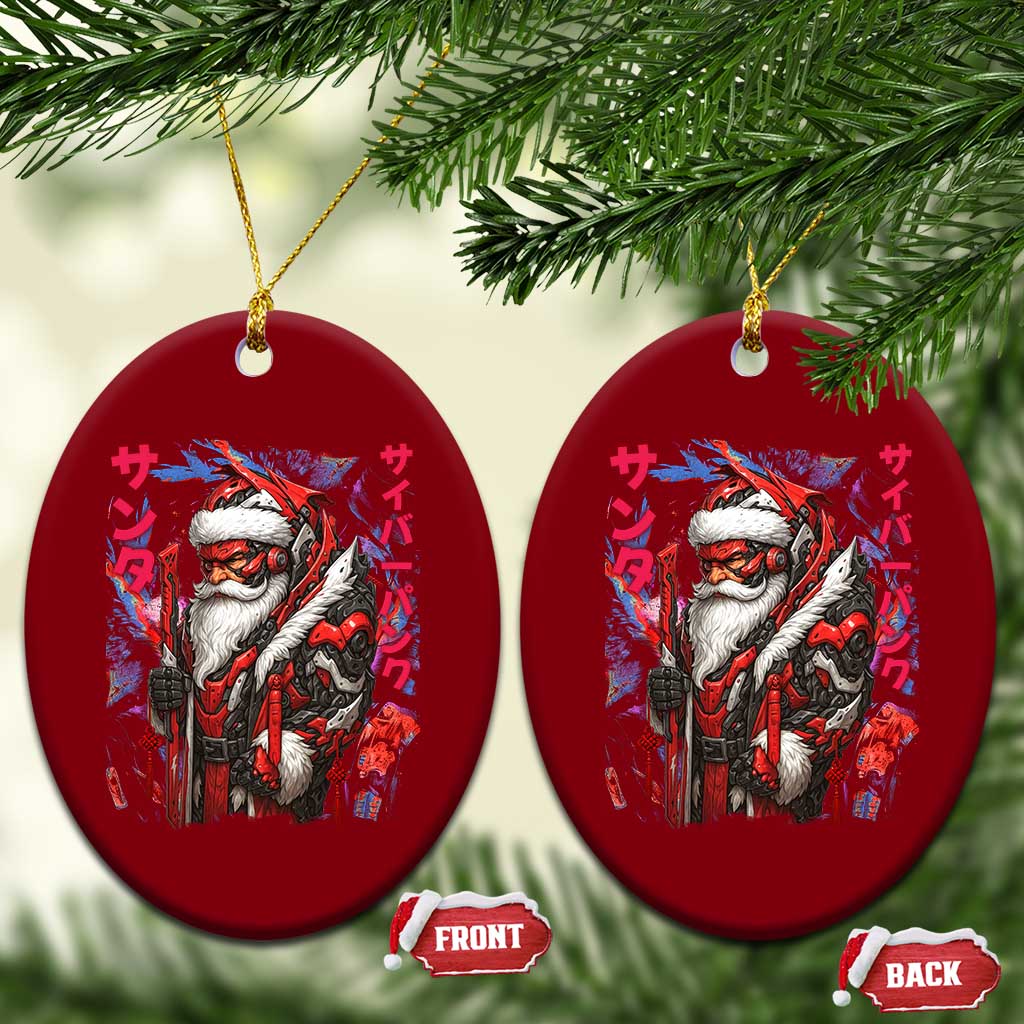 Christmas Cyberpunk Santa Ceramic Ornament Japanese Xmas Techwear Manga Anime - Wonder Print Shop