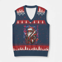 Xmas Cyberpunk Santa V-Neck Knit Sweater Vest Japanese Xmas Techwear Manga Anime - Wonder Print Shop