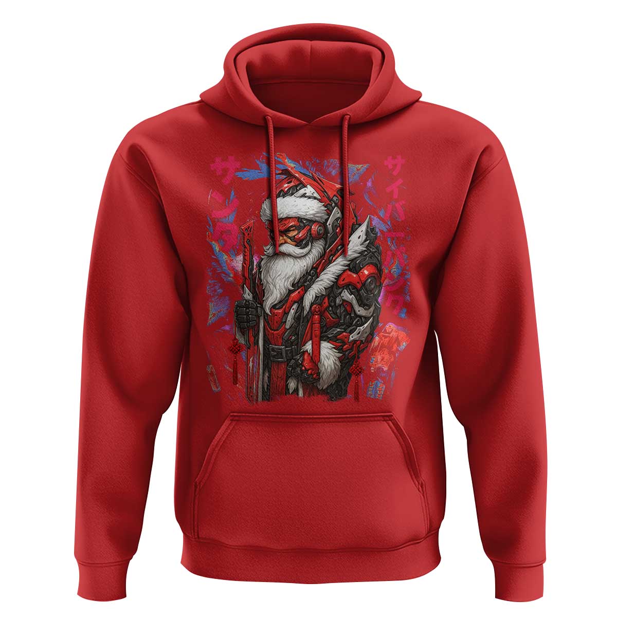 Christmas Cyberpunk Santa Hoodie Japanese Xmas Techwear Manga Anime - Wonder Print Shop