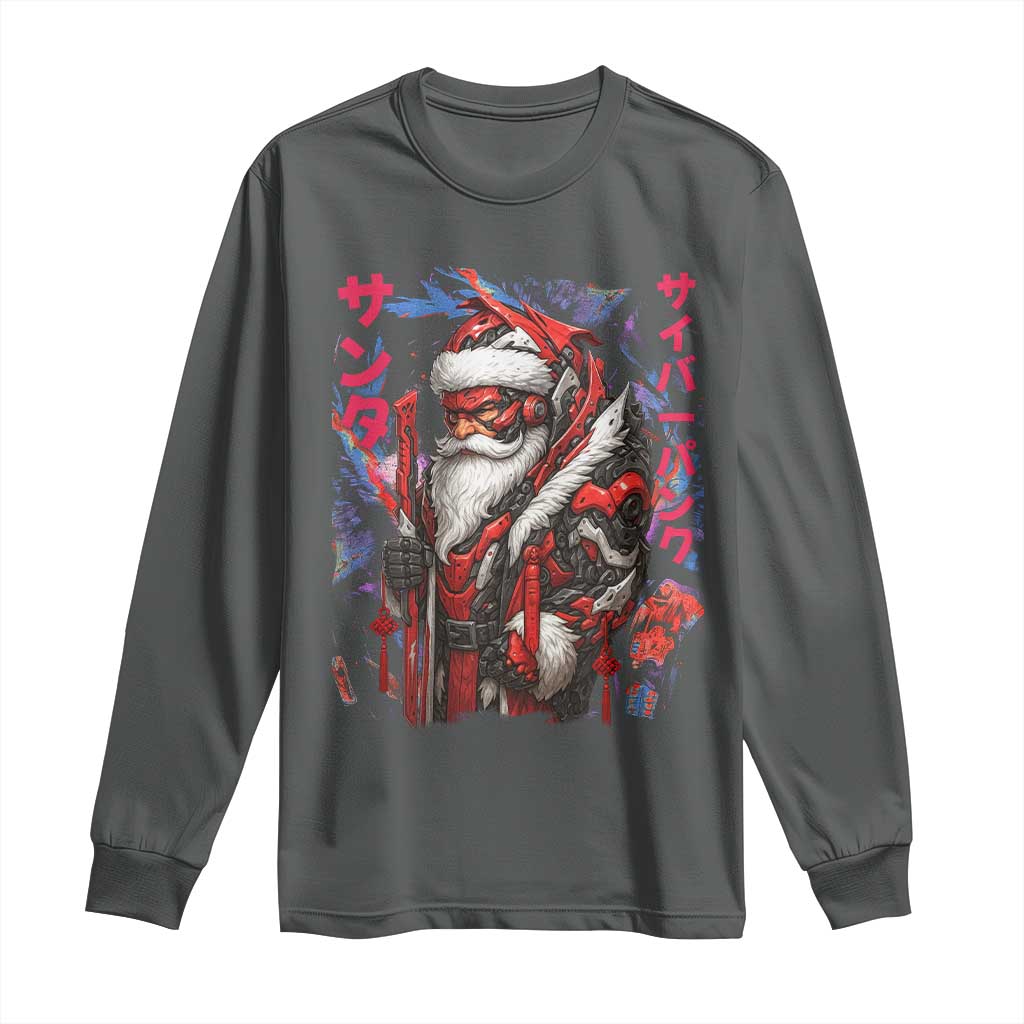 Christmas Cyberpunk Santa Long Sleeve Shirt Japanese Xmas Techwear Manga Anime - Wonder Print Shop