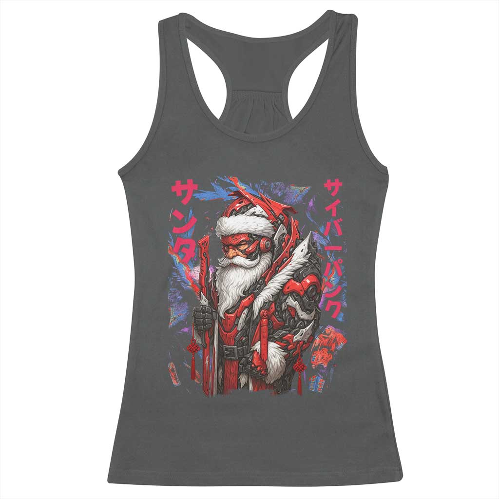 Christmas Cyberpunk Santa Racerback Tank Top Japanese Xmas Techwear Manga Anime - Wonder Print Shop