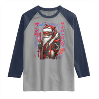 Christmas Cyberpunk Santa Raglan Shirt Japanese Xmas Techwear Manga Anime - Wonder Print Shop