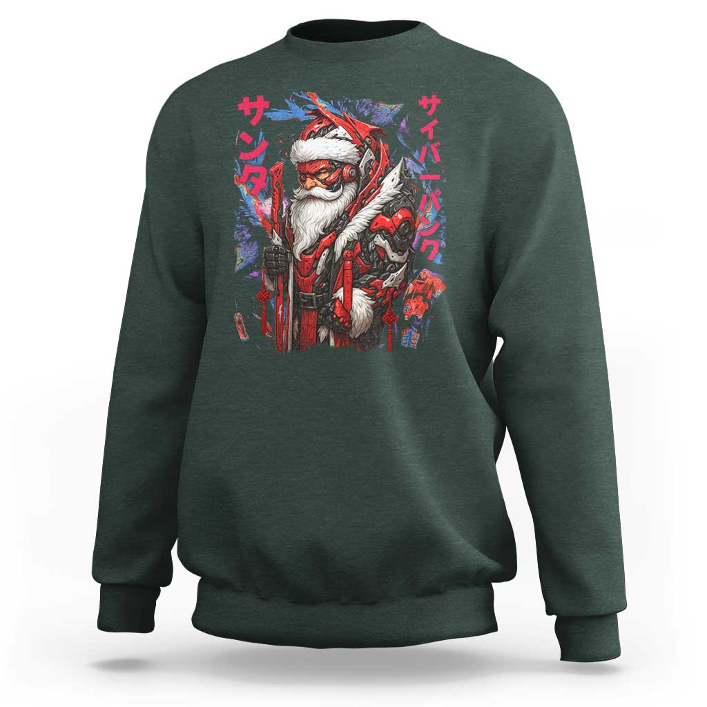 Christmas Cyberpunk Santa Sweatshirt Japanese Xmas Techwear Manga Anime - Wonder Print Shop