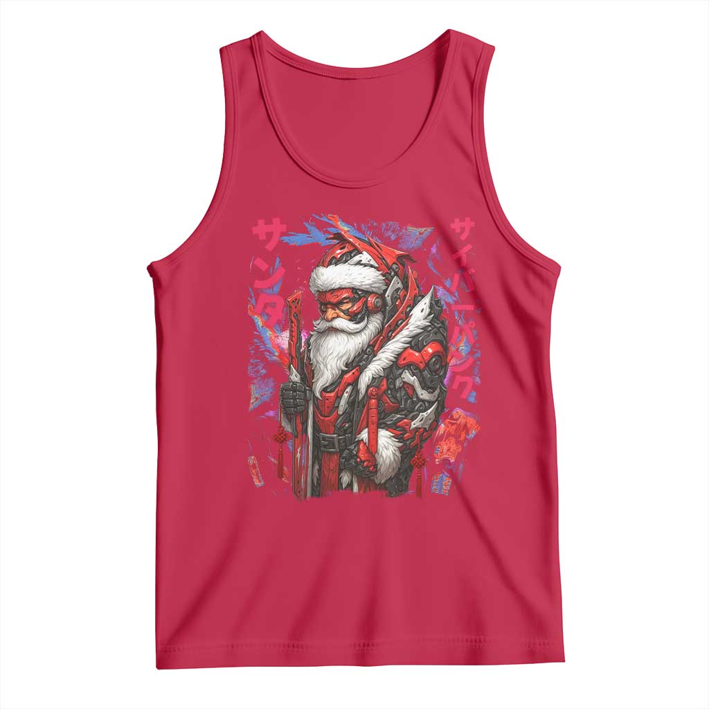 Christmas Cyberpunk Santa Tank Top Japanese Xmas Techwear Manga Anime - Wonder Print Shop