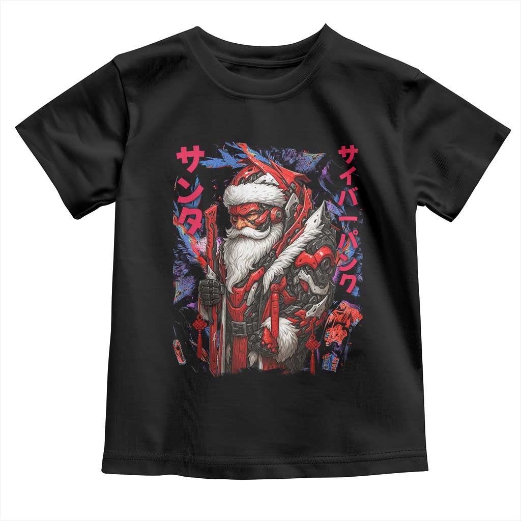 Christmas Cyberpunk Santa Toddler T Shirt Japanese Xmas Techwear Manga Anime - Wonder Print Shop
