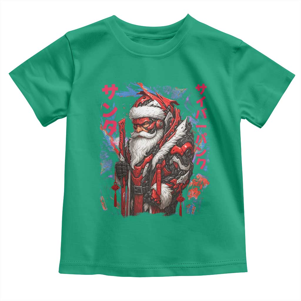 Christmas Cyberpunk Santa Toddler T Shirt Japanese Xmas Techwear Manga Anime - Wonder Print Shop