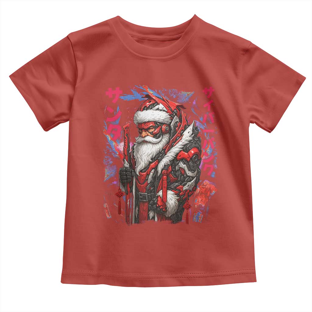 Christmas Cyberpunk Santa Toddler T Shirt Japanese Xmas Techwear Manga Anime - Wonder Print Shop