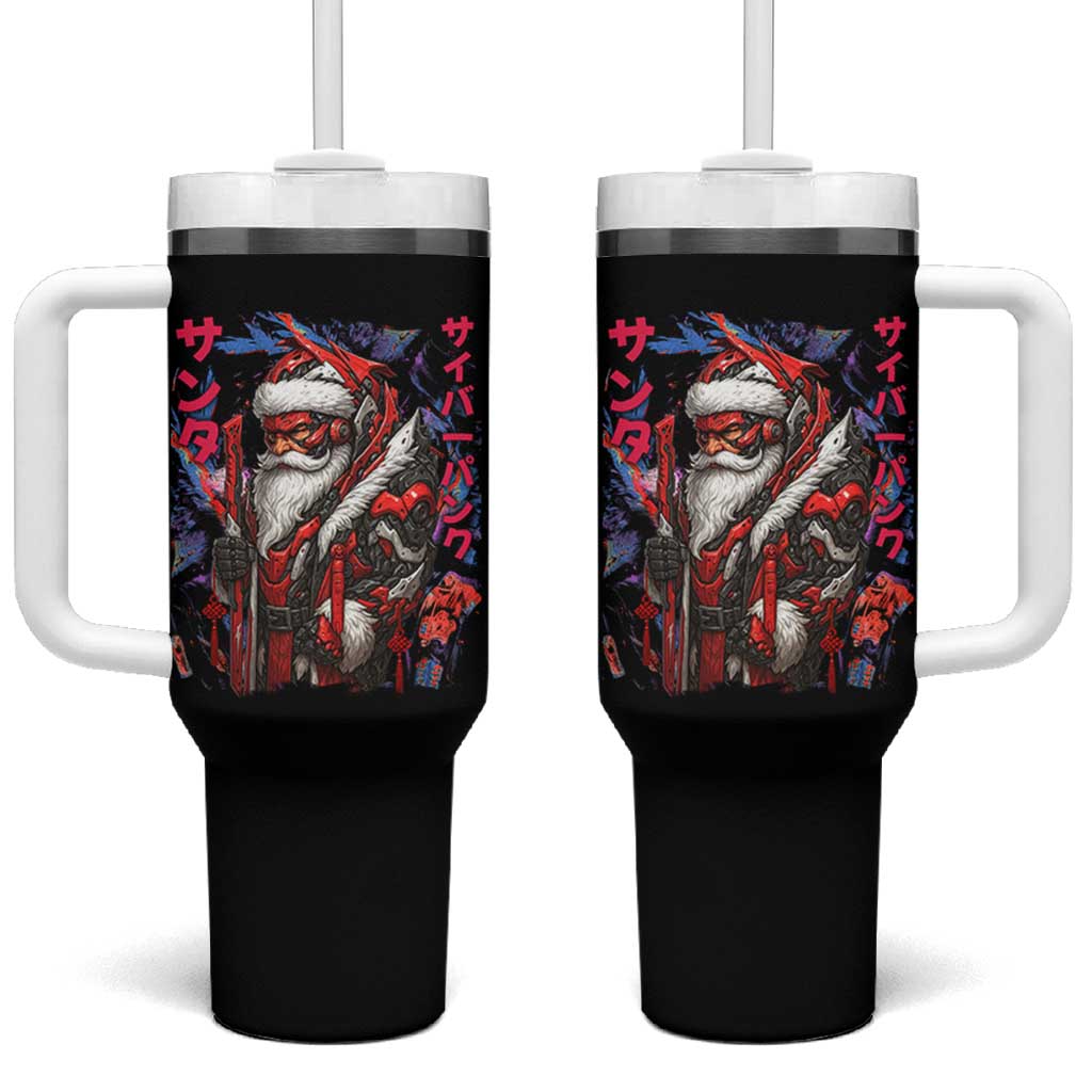 Christmas Cyberpunk Santa Tumbler With Handle Japanese Xmas Techwear Manga Anime - Wonder Print Shop