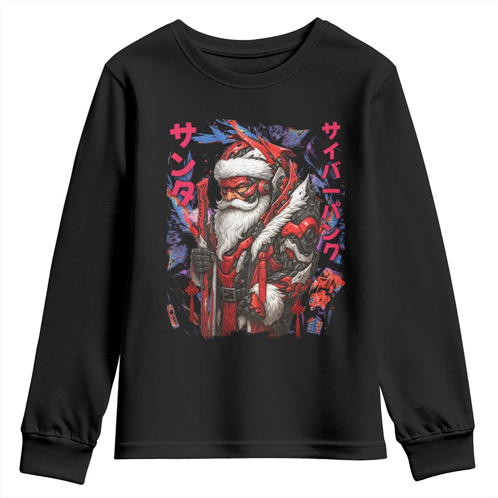 Christmas Cyberpunk Santa Youth Sweatshirt Japanese Xmas Techwear Manga Anime - Wonder Print Shop
