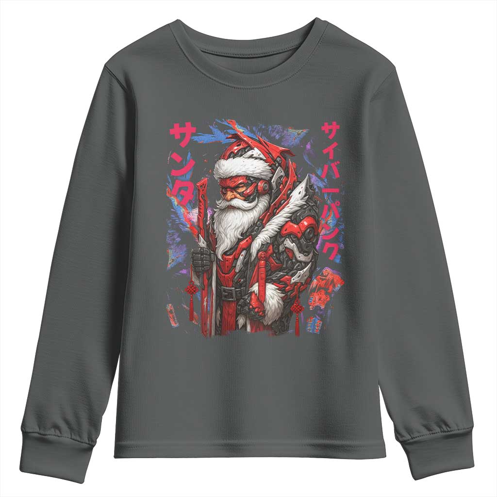 Christmas Cyberpunk Santa Youth Sweatshirt Japanese Xmas Techwear Manga Anime - Wonder Print Shop