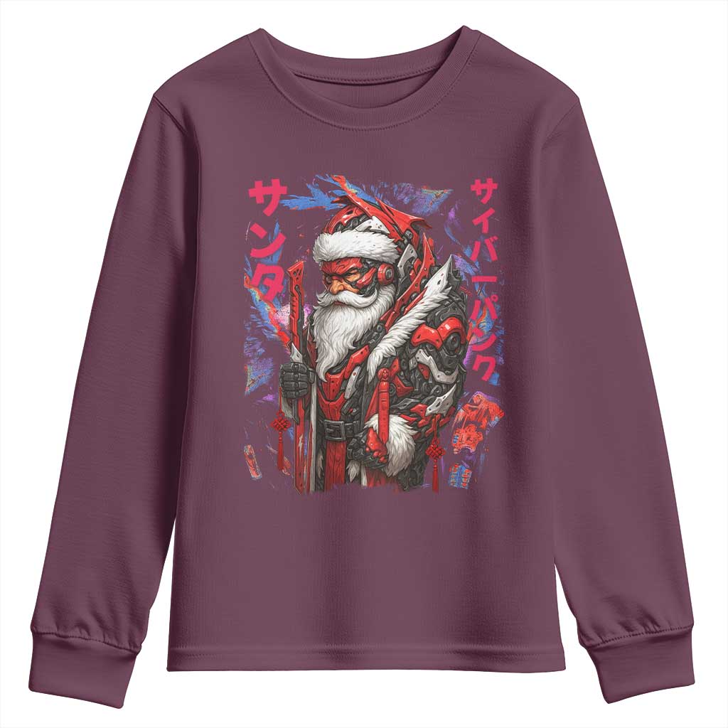 Christmas Cyberpunk Santa Youth Sweatshirt Japanese Xmas Techwear Manga Anime - Wonder Print Shop