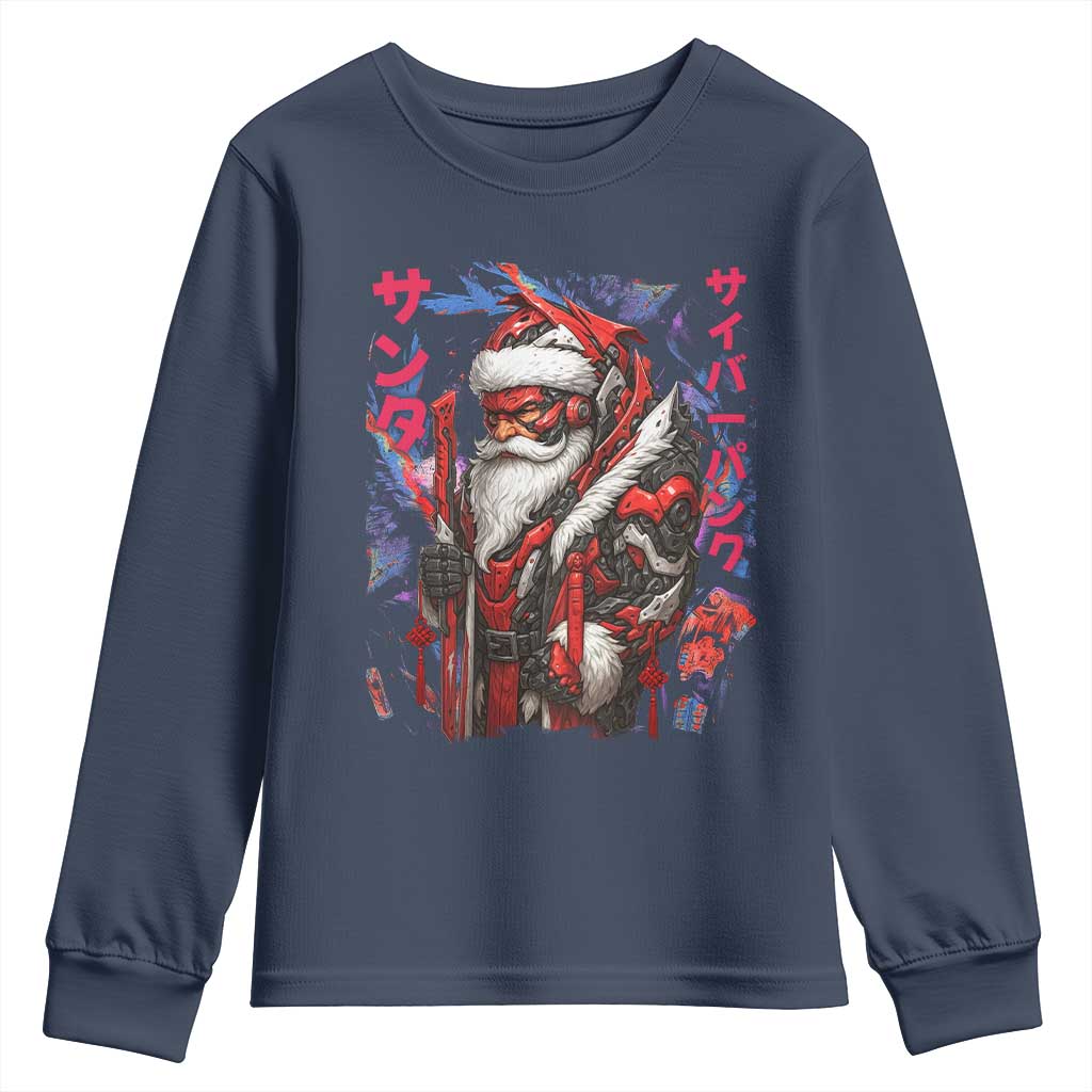 Christmas Cyberpunk Santa Youth Sweatshirt Japanese Xmas Techwear Manga Anime - Wonder Print Shop