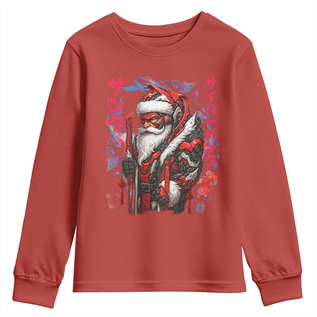 Christmas Cyberpunk Santa Youth Sweatshirt Japanese Xmas Techwear Manga Anime - Wonder Print Shop