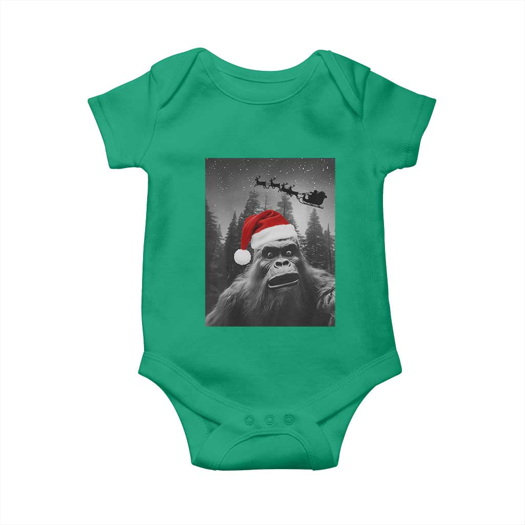 Funny Bigfoot Santas Sleigh Selfie Christmas Baby Onesie - Wonder Print Shop