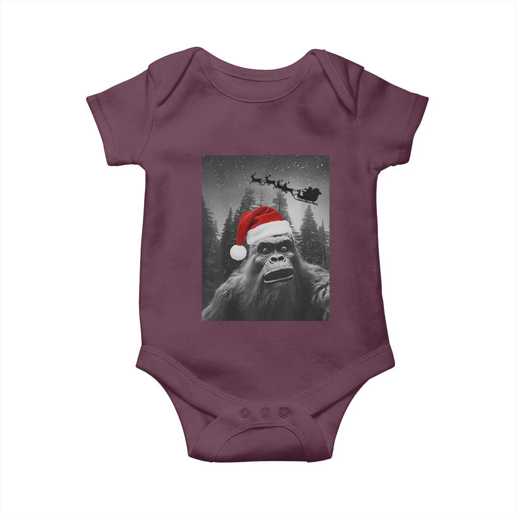 Funny Bigfoot Santas Sleigh Selfie Christmas Baby Onesie - Wonder Print Shop