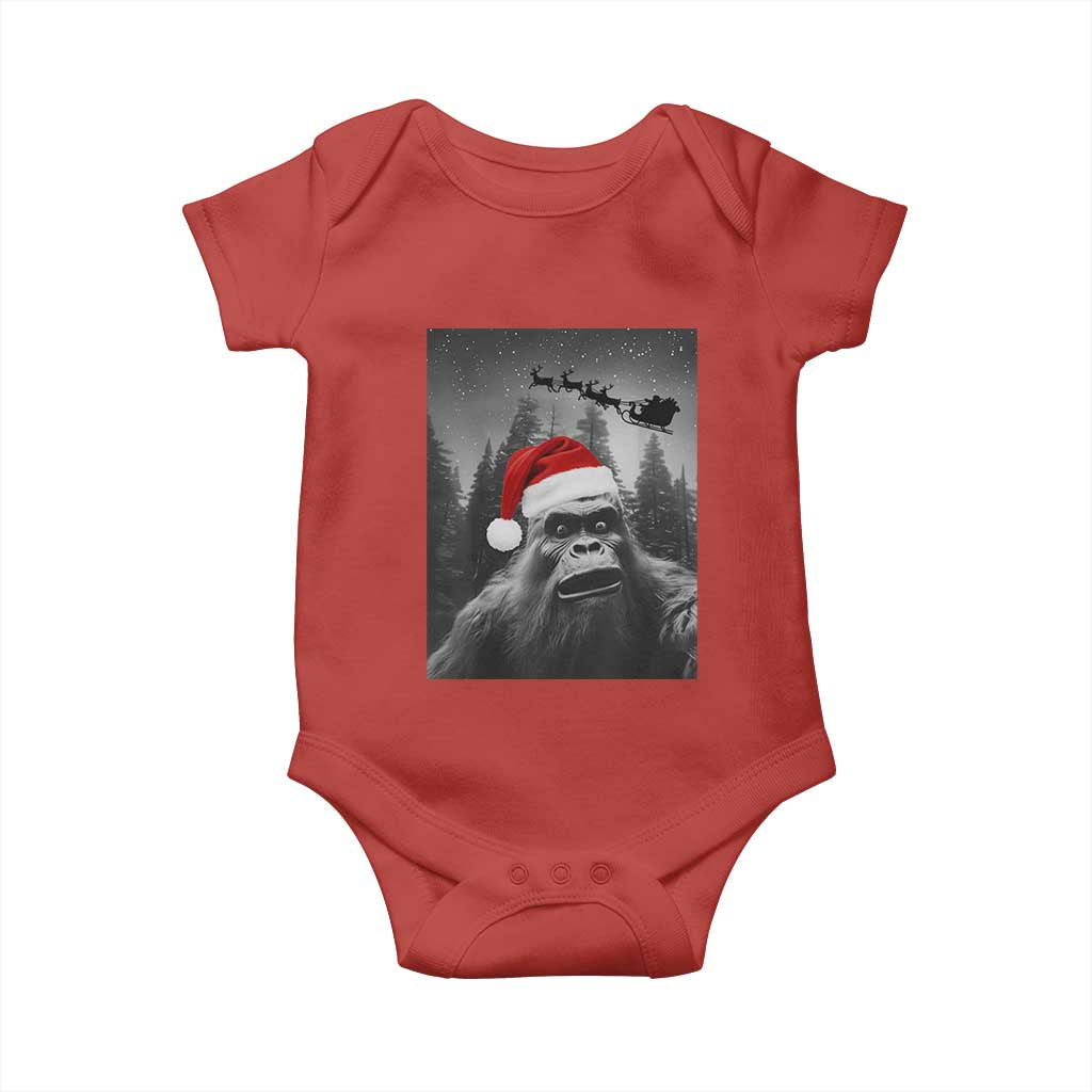 Funny Bigfoot Santas Sleigh Selfie Christmas Baby Onesie - Wonder Print Shop