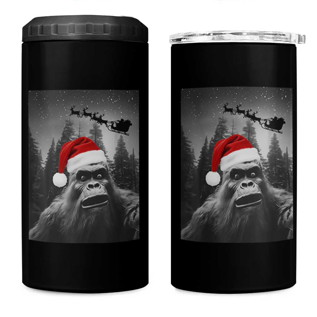 Funny Bigfoot Santas Sleigh Selfie Christmas 4 in 1 Can Cooler Tumbler - Wonder Print Shop
