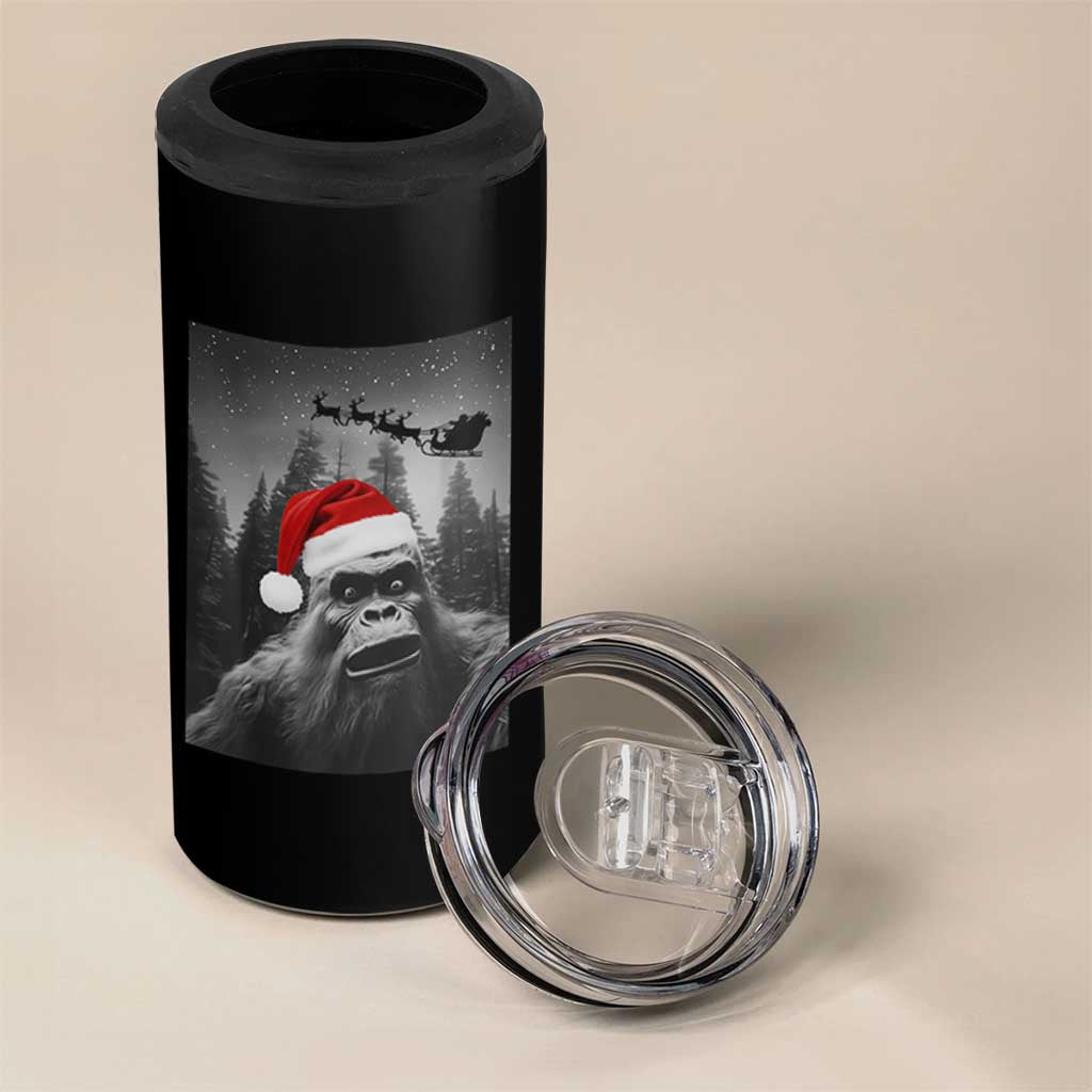 Funny Bigfoot Santas Sleigh Selfie Christmas 4 in 1 Can Cooler Tumbler - Wonder Print Shop