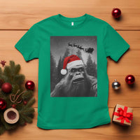 Funny Bigfoot Santas Sleigh Selfie Christmas T Shirt - Wonder Print Shop