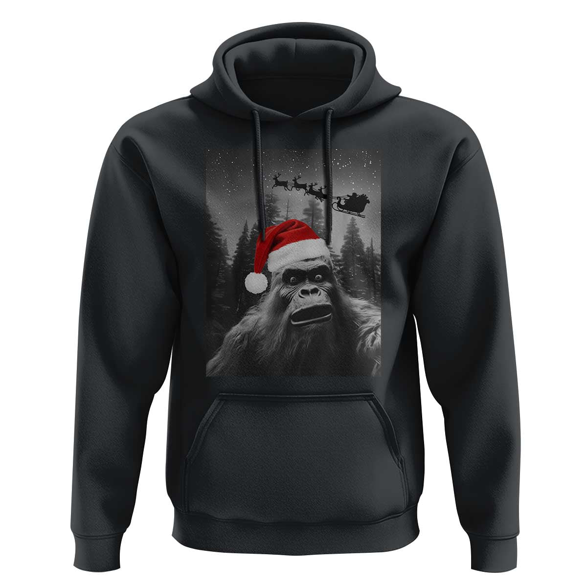 Funny Bigfoot Santas Sleigh Selfie Christmas Hoodie - Wonder Print Shop