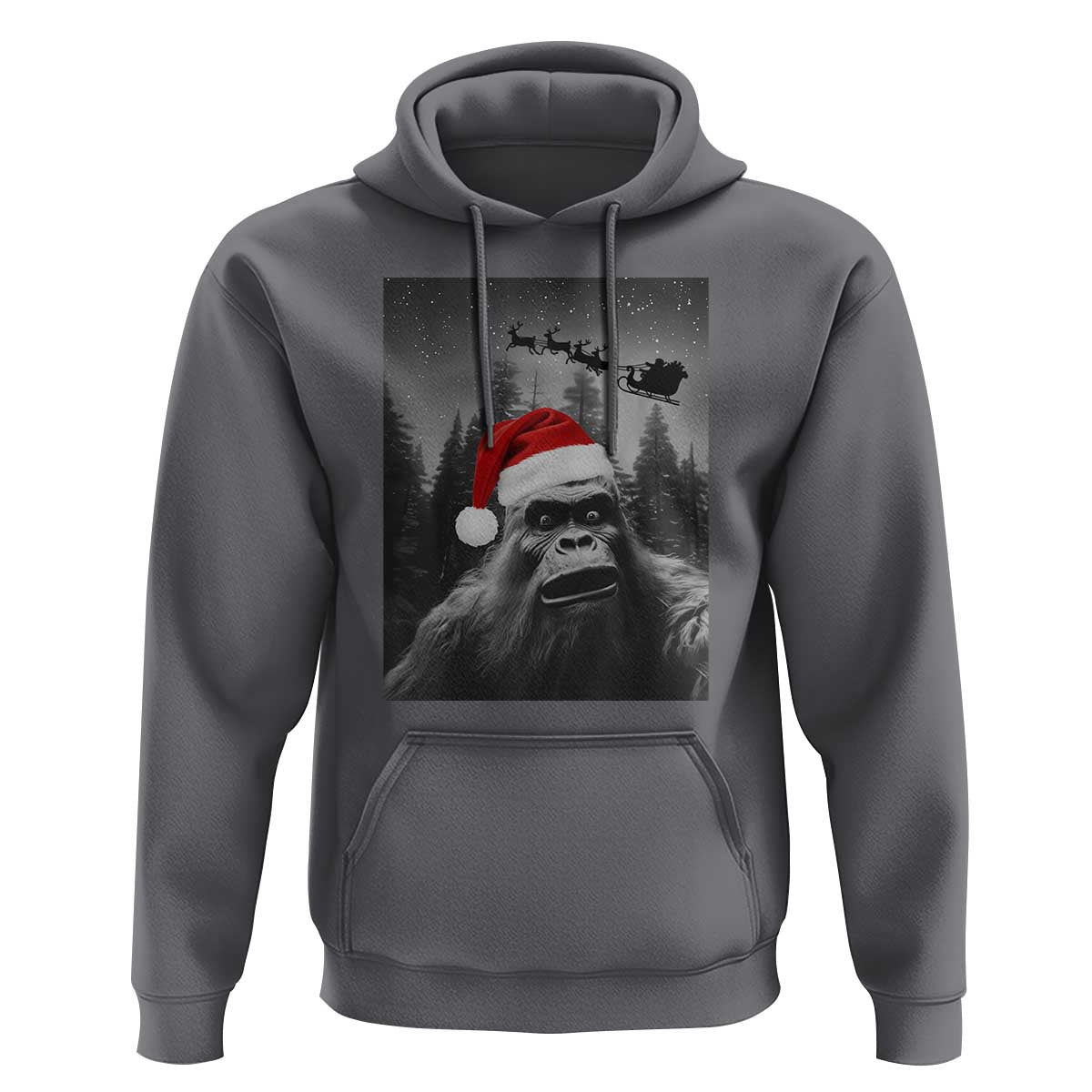 Funny Bigfoot Santas Sleigh Selfie Christmas Hoodie - Wonder Print Shop