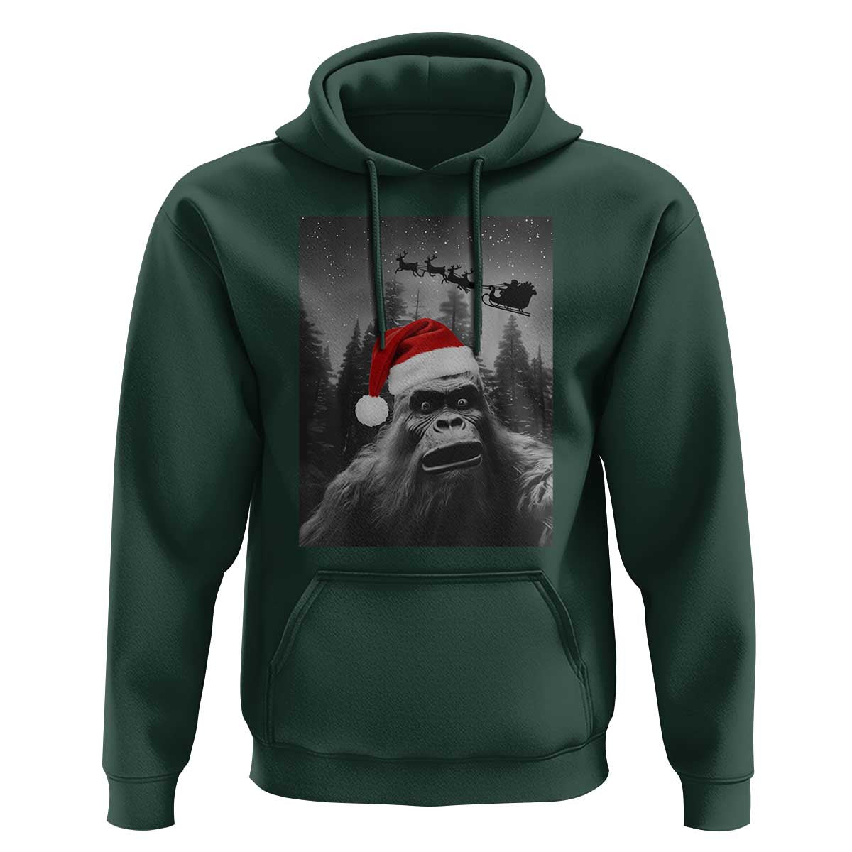 Funny Bigfoot Santas Sleigh Selfie Christmas Hoodie - Wonder Print Shop