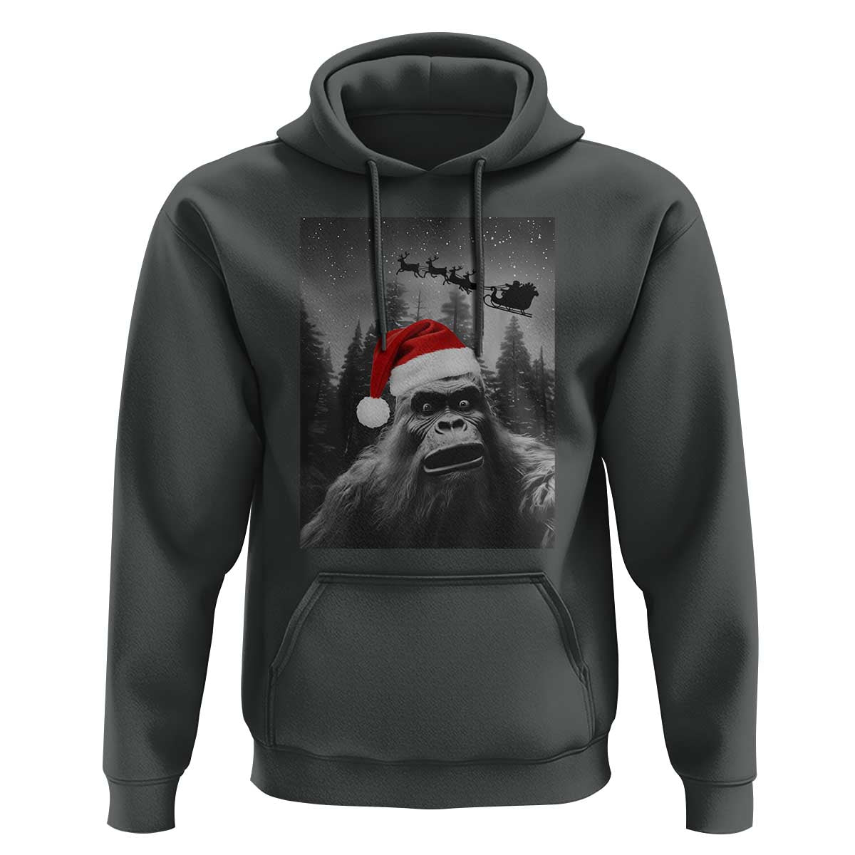 Funny Bigfoot Santas Sleigh Selfie Christmas Hoodie - Wonder Print Shop