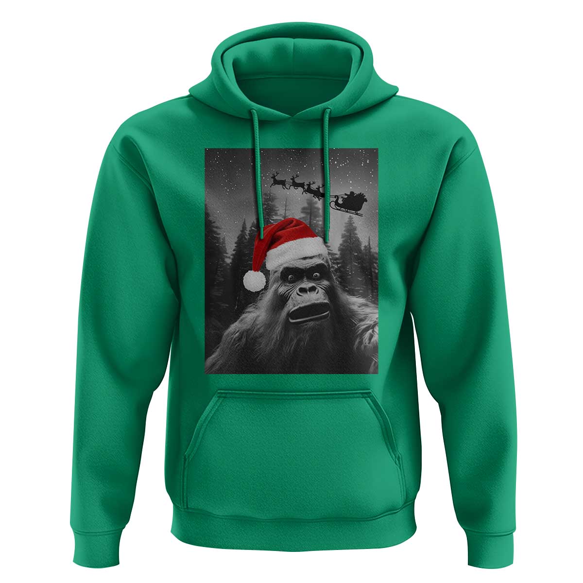 Funny Bigfoot Santas Sleigh Selfie Christmas Hoodie - Wonder Print Shop