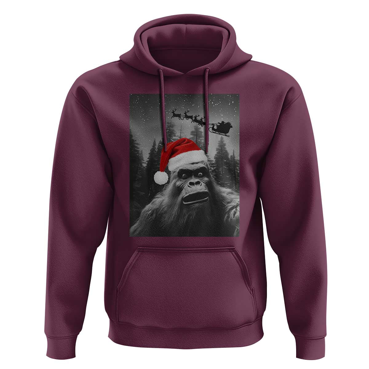 Funny Bigfoot Santas Sleigh Selfie Christmas Hoodie - Wonder Print Shop