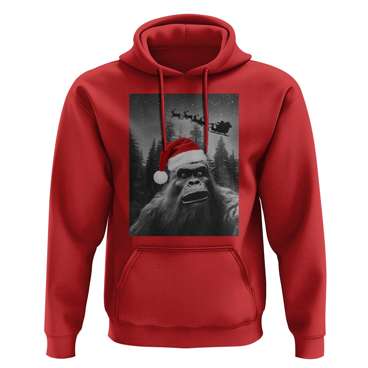 Funny Bigfoot Santas Sleigh Selfie Christmas Hoodie - Wonder Print Shop