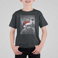 Funny Bigfoot Santas Sleigh Selfie Christmas T Shirt For Kid - Wonder Print Shop