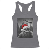 Funny Bigfoot Santas Sleigh Selfie Christmas Racerback Tank Top - Wonder Print Shop