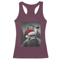 Funny Bigfoot Santas Sleigh Selfie Christmas Racerback Tank Top - Wonder Print Shop