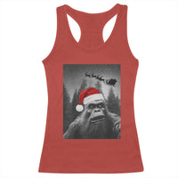 Funny Bigfoot Santas Sleigh Selfie Christmas Racerback Tank Top - Wonder Print Shop