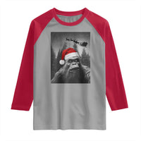 Funny Bigfoot Santas Sleigh Selfie Christmas Raglan Shirt - Wonder Print Shop