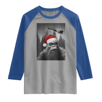 Funny Bigfoot Santas Sleigh Selfie Christmas Raglan Shirt - Wonder Print Shop
