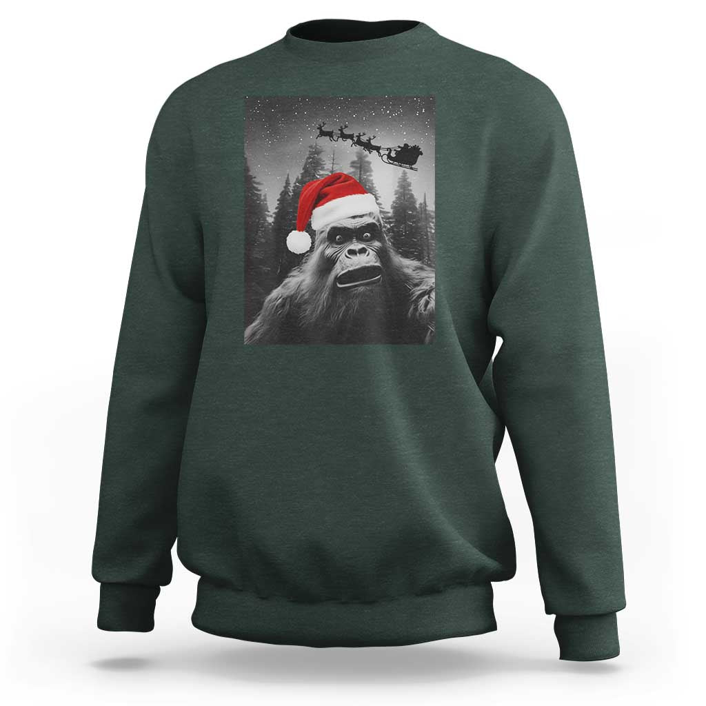 Funny Bigfoot Santas Sleigh Selfie Christmas Sweatshirt - Wonder Print Shop