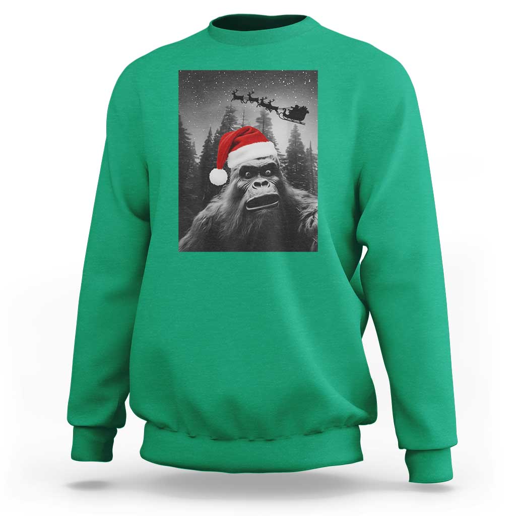 Funny Bigfoot Santas Sleigh Selfie Christmas Sweatshirt - Wonder Print Shop