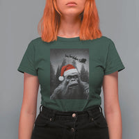 Funny Bigfoot Santas Sleigh Selfie Christmas T Shirt For Women - Wonder Print Shop
