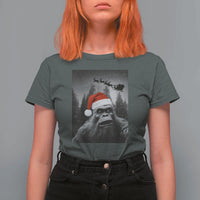 Funny Bigfoot Santas Sleigh Selfie Christmas T Shirt For Women - Wonder Print Shop