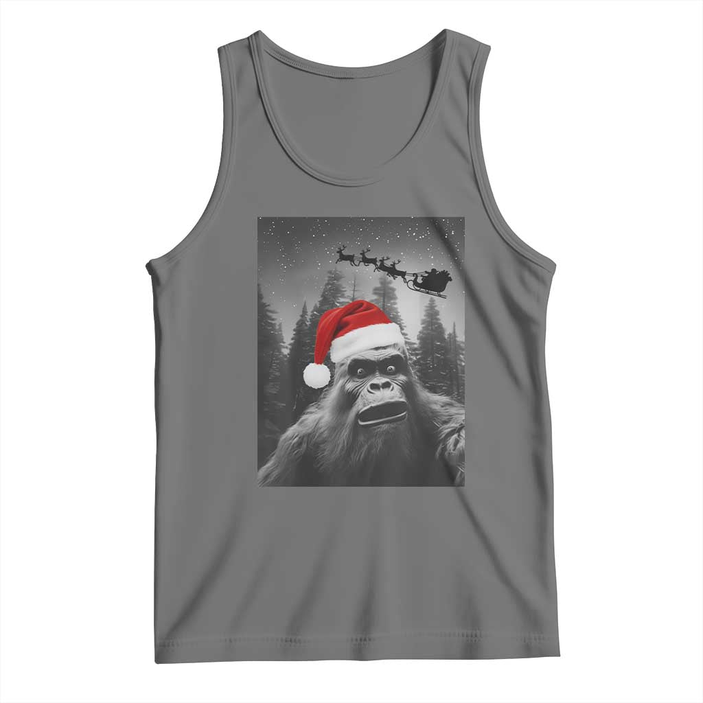 Funny Bigfoot Santas Sleigh Selfie Christmas Tank Top - Wonder Print Shop