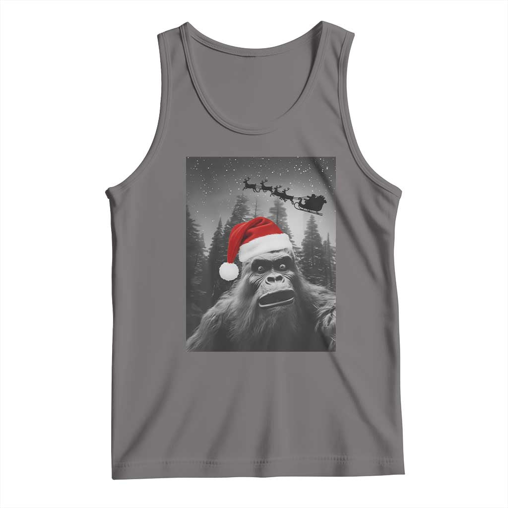 Funny Bigfoot Santas Sleigh Selfie Christmas Tank Top - Wonder Print Shop