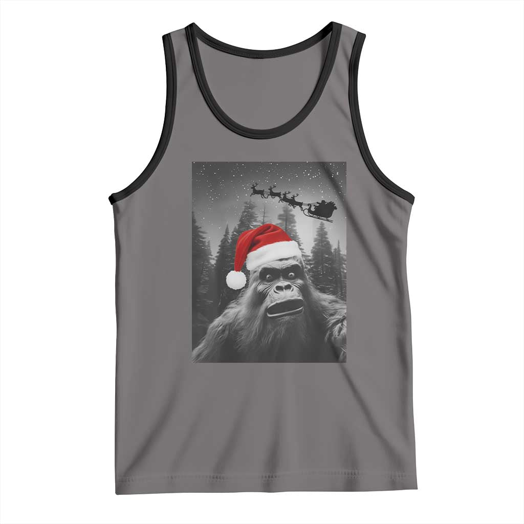 Funny Bigfoot Santas Sleigh Selfie Christmas Tank Top - Wonder Print Shop