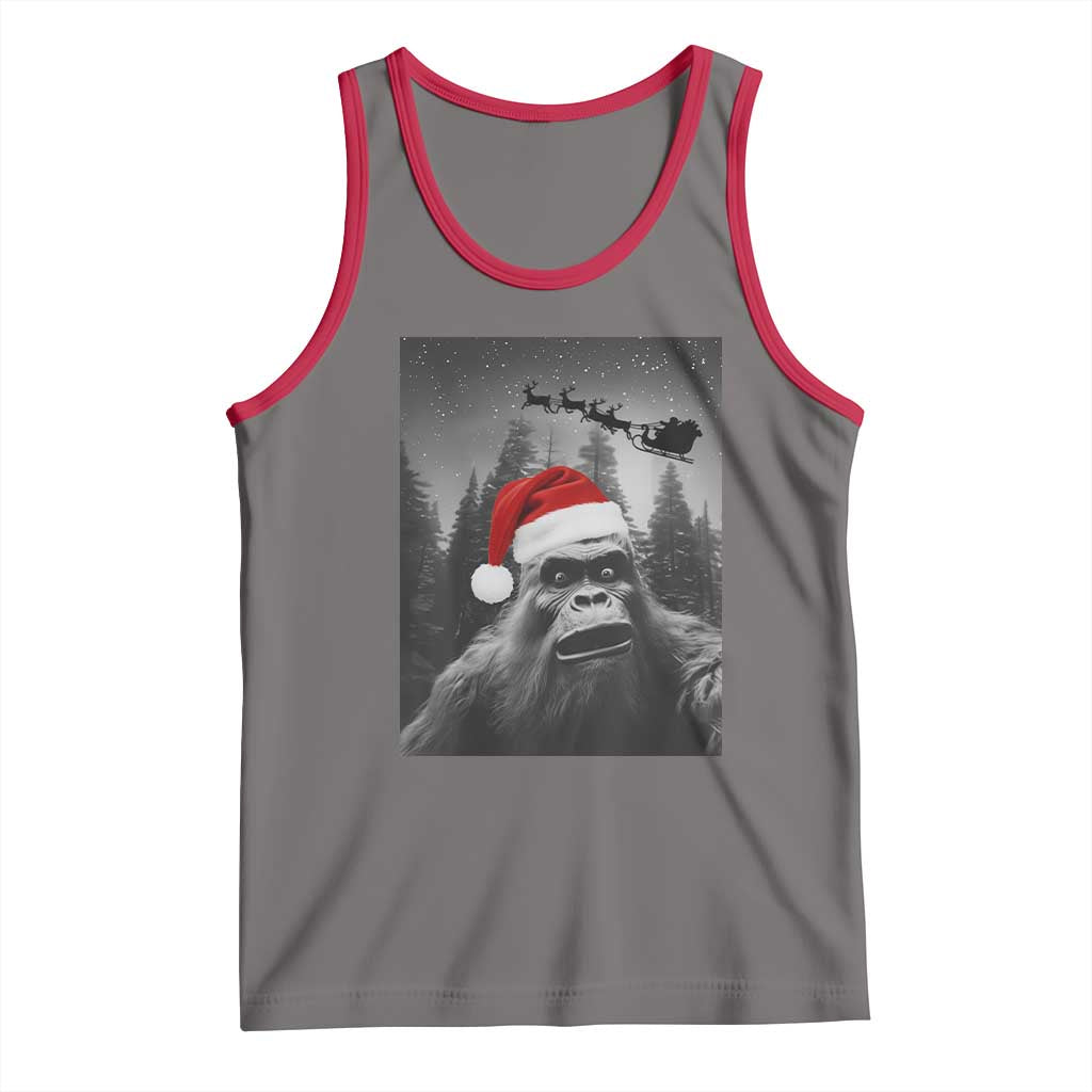 Funny Bigfoot Santas Sleigh Selfie Christmas Tank Top - Wonder Print Shop