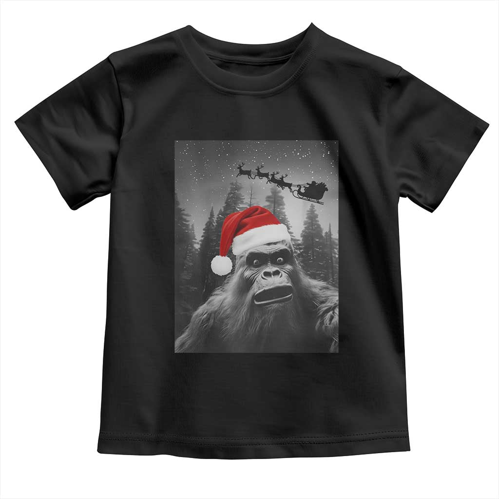 Funny Bigfoot Santas Sleigh Selfie Christmas Toddler T Shirt - Wonder Print Shop