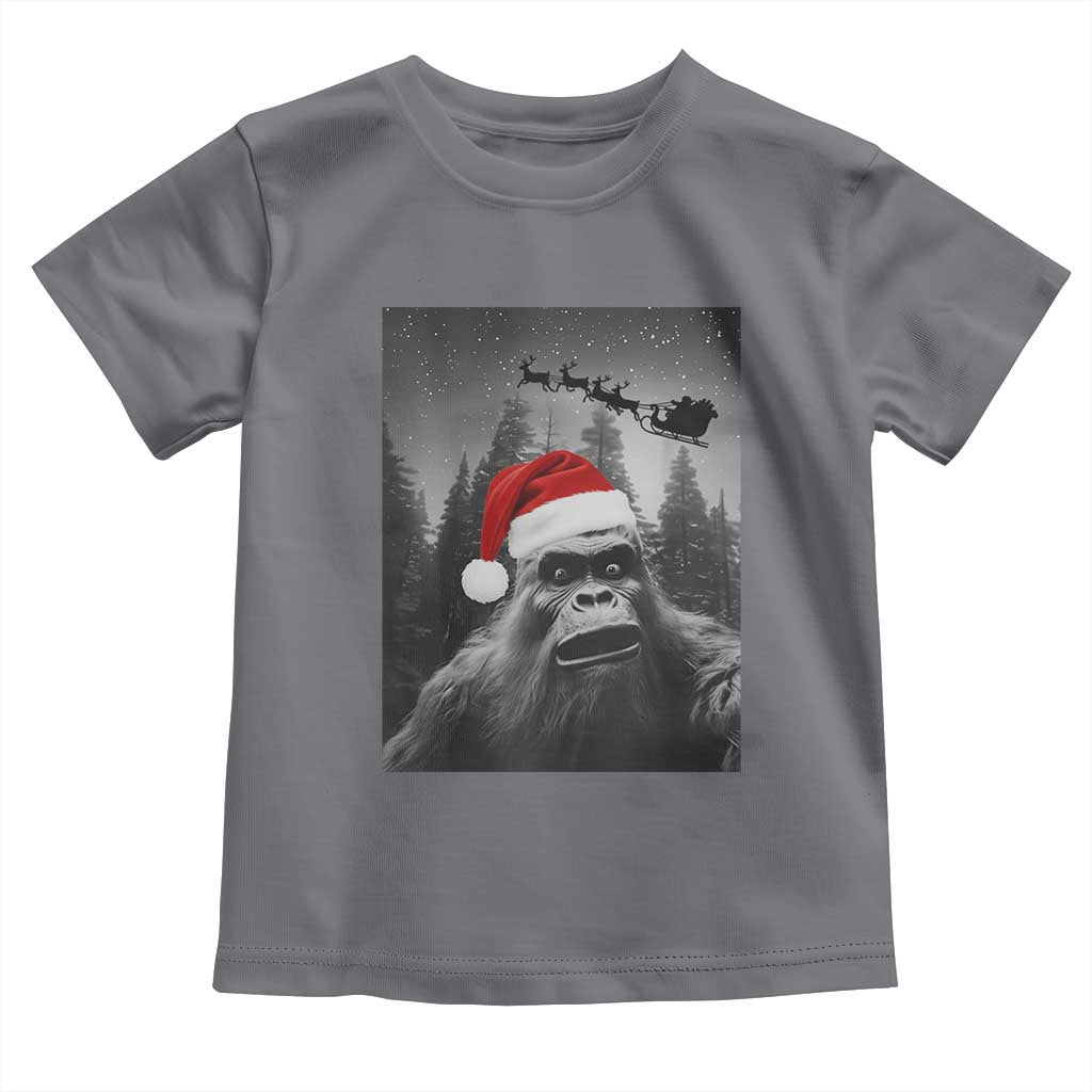 Funny Bigfoot Santas Sleigh Selfie Christmas Toddler T Shirt - Wonder Print Shop