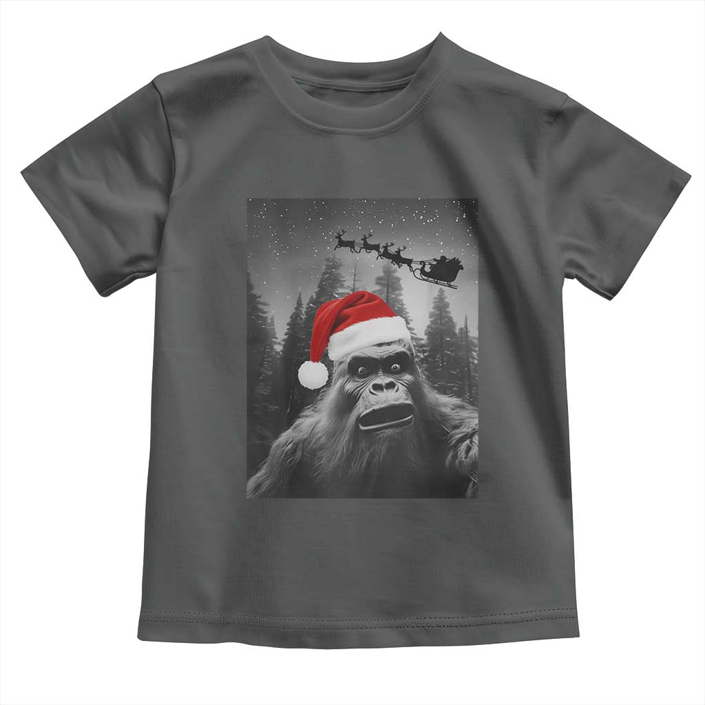 Funny Bigfoot Santas Sleigh Selfie Christmas Toddler T Shirt - Wonder Print Shop