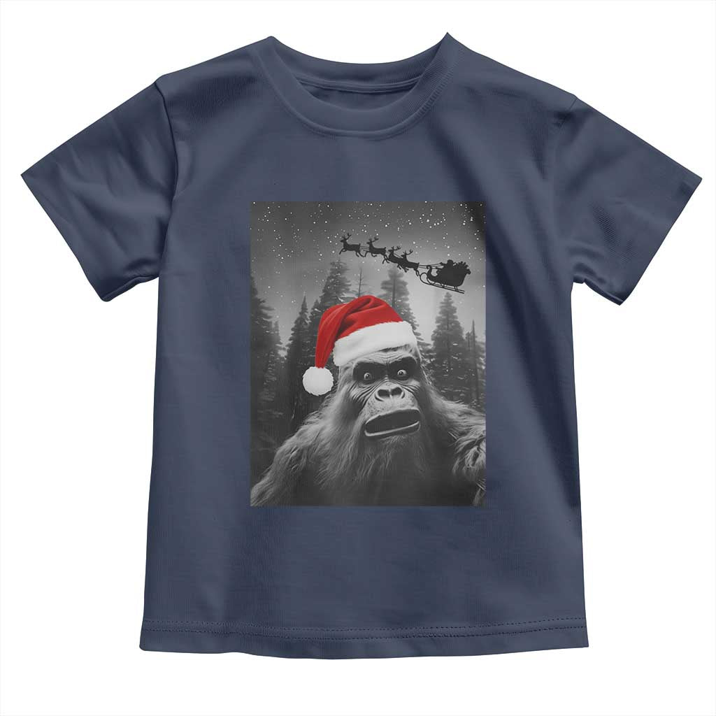 Funny Bigfoot Santas Sleigh Selfie Christmas Toddler T Shirt - Wonder Print Shop